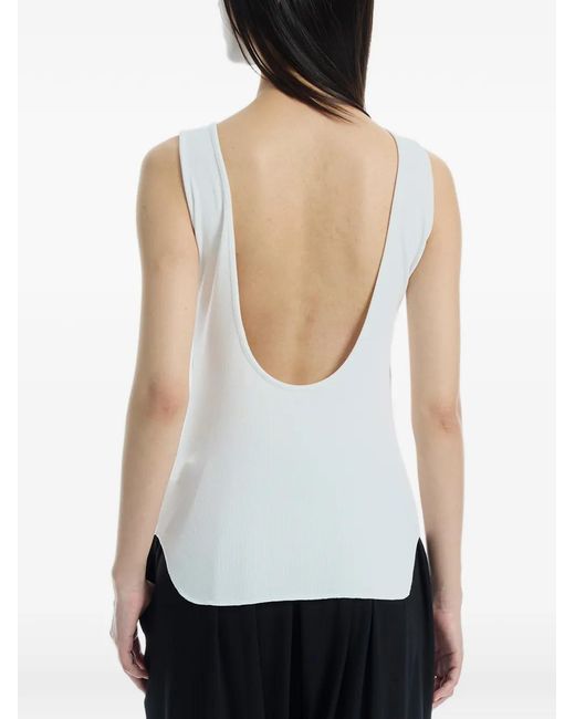 determ White Ribbed Scoop-Neck Tank Top