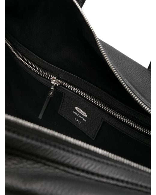 Brioni Black Logo-Patch Leather Luggage for men