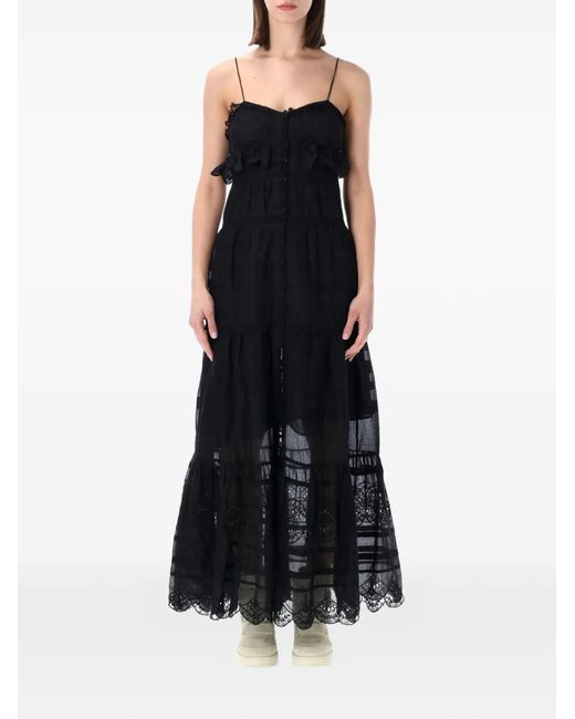 Isabel Marant Black Paule Broderie Anglaise Ruffled Dress