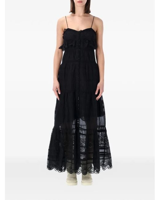 Isabel Marant Black Paule Broderie Anglaise Ruffled Dress