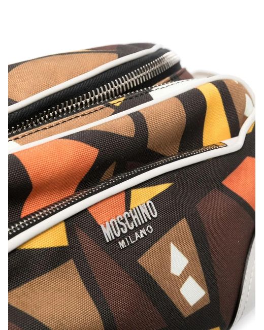 Moschino Gray Abstract-Pattern Belt-Bag for men