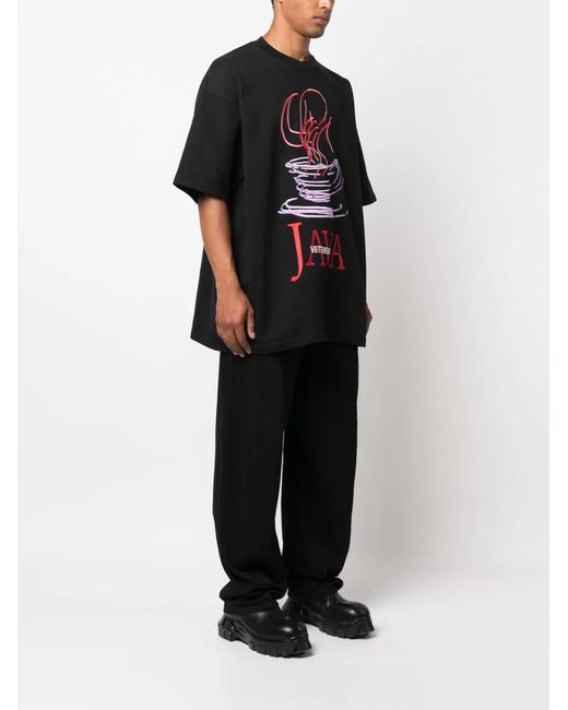 Vetements Black Java Logo-Embroidered T-Shirt