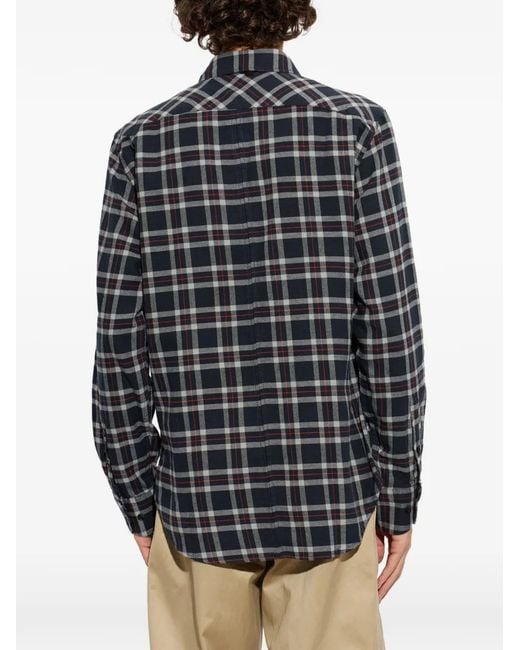 Rag & Bone Gray Check-Pattern Cotton Shirt for men