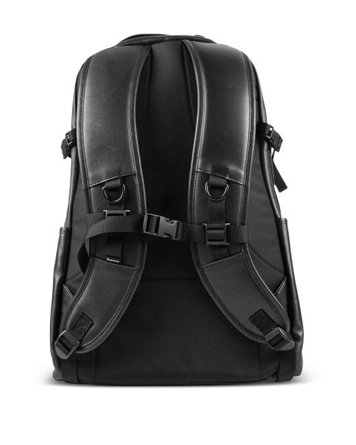 Supreme Black Leather Backpack for men