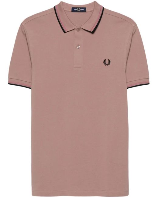 Fred Perry Pink Logo-Embroidered Cotton Polo Shirt for men
