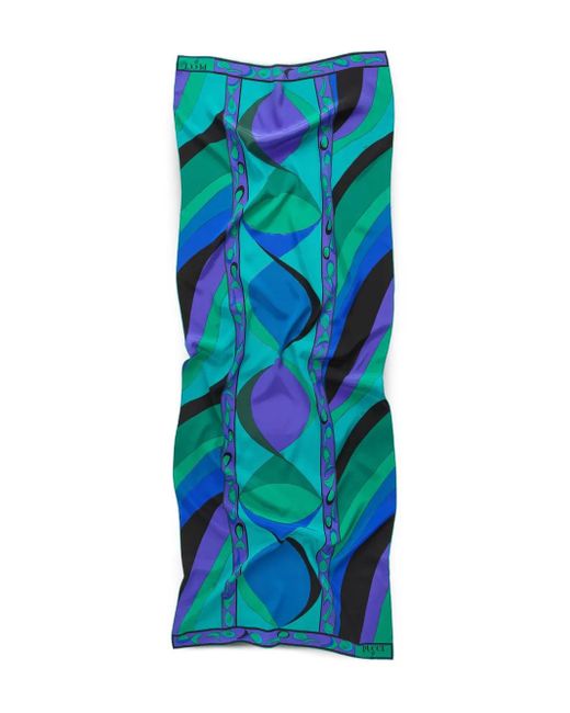 Emilio Pucci アブストラクトプリント シルクスカーフ Blue