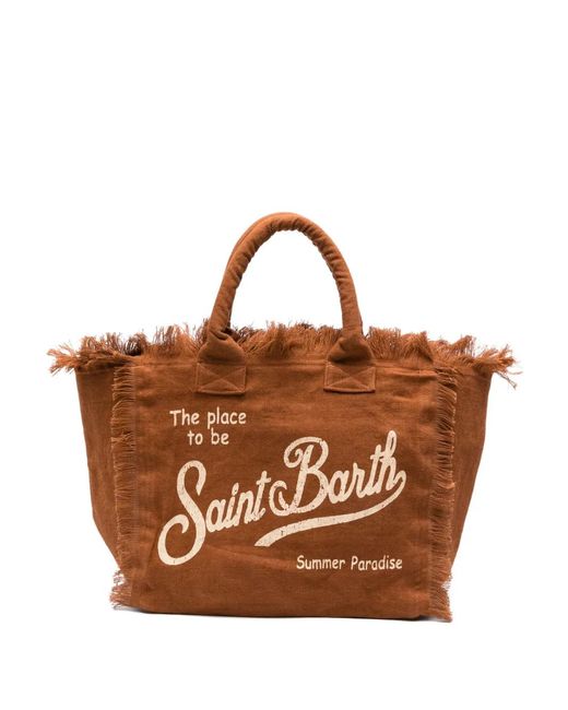 Mc2 Saint Barth Brown Vanity Fringed Tote 0Bag