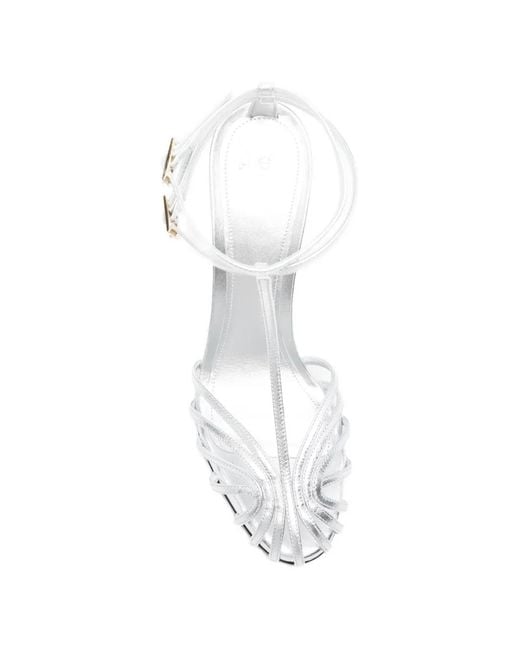 ALEVI White Buckle-Strap Sandals