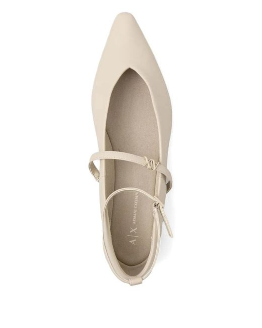 ARMANI EXCHANGE White Ankle-Strap Pointed-Toe Flats