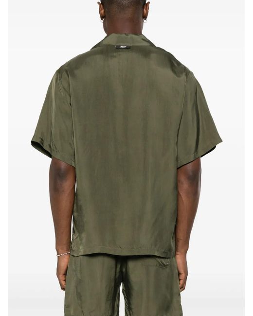 MSGM Green Logo-Embroidered Shirt for men