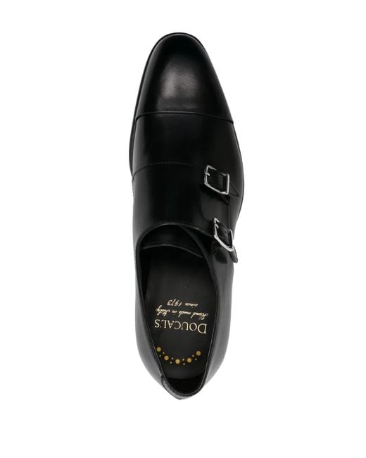 Doucal's Black Double-Strap Leather Monk Shoes for men