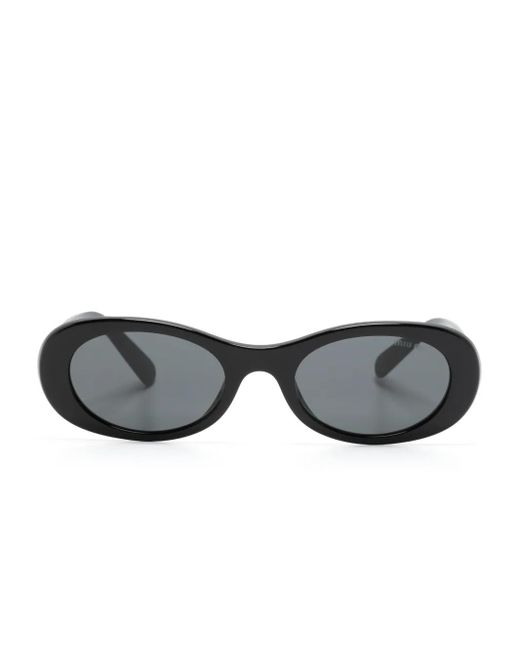 Miu Miu Gray Miu Glimpse Oval Frame Sunglasses