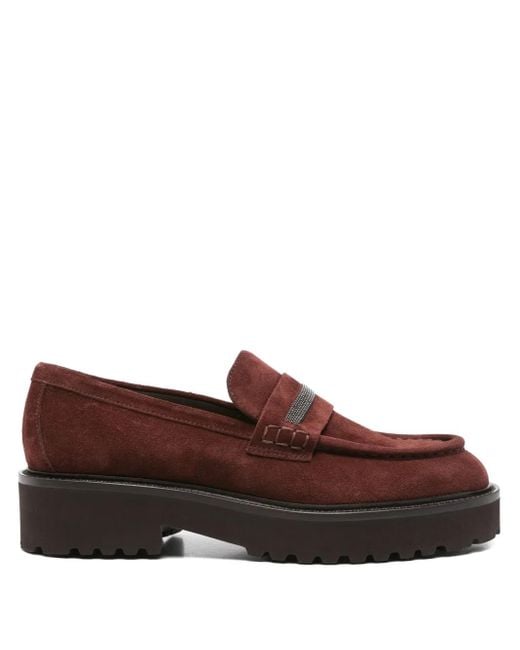 Doucal's Brown Chain-Embellishment Loafers