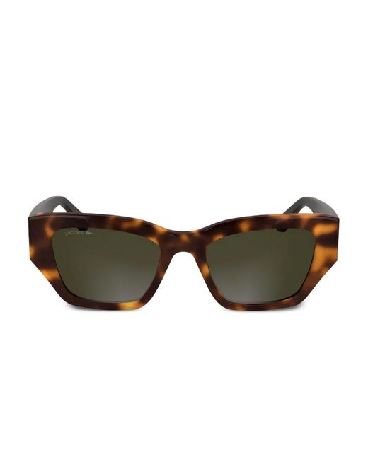 Lacoste Brown Geometric-Frame Sunglasses