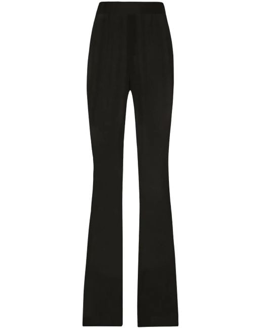 Dolce & Gabbana Black Semi-Sheer Chiffon Flared Trousers