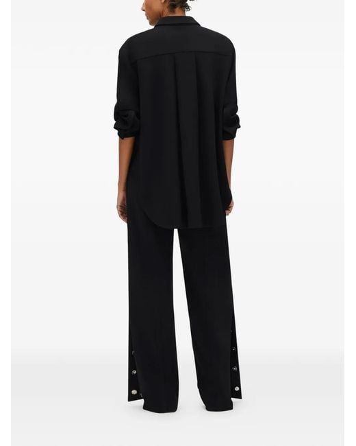 Another Tomorrow Black Curved-Hem Shirt