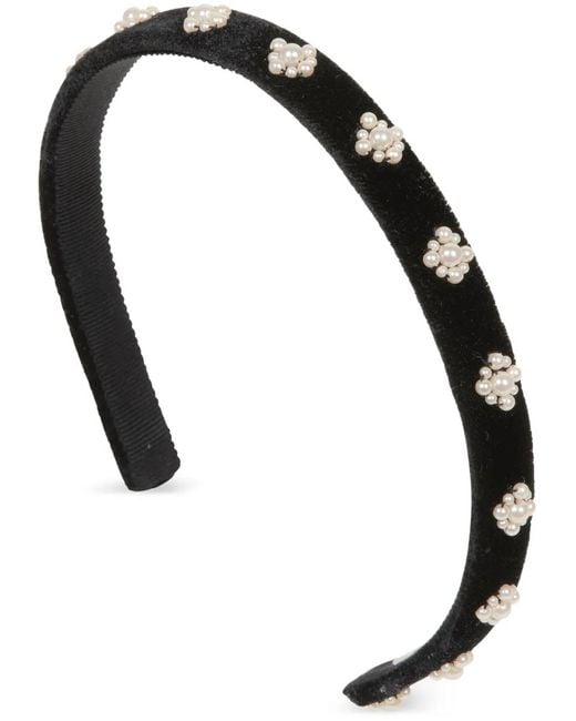 Jennifer Behr Black Maggie Pearl-Embellished Headband