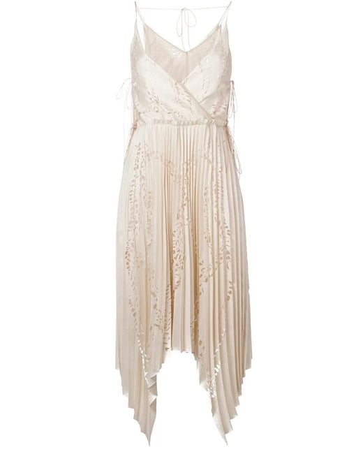Emilio Pucci Natural Cut-Out Detail Pleated Dress