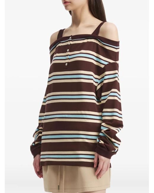 B+ AB Red Striped Off-Shoulder Top