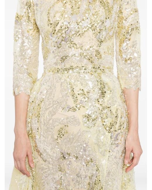 Saiid Kobeisy Yellow Embroidered Maxi Dress