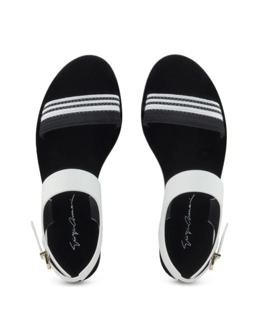 Giorgio Armani White Stripe-Detail Sandals