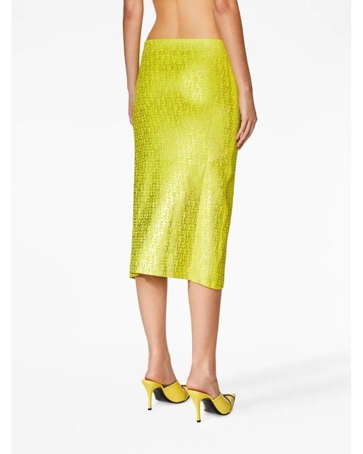 DIESEL Yellow M-Ikaria Monogram-Print Midi Skirt