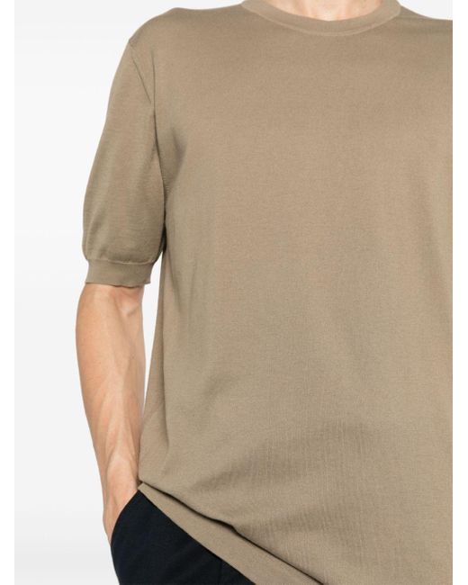 Fine-ribbed T-shirt di Kiton in Natural da Uomo