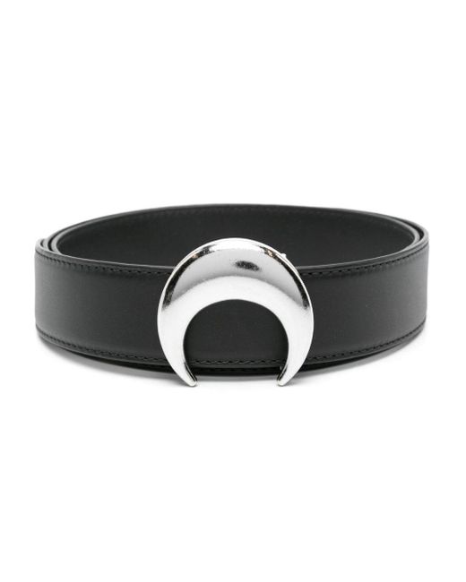 MARINE SERRE Black Moon-buckle Leather Belt for men