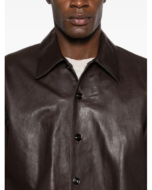 Our Legacy Brown Leather Overshirt for men