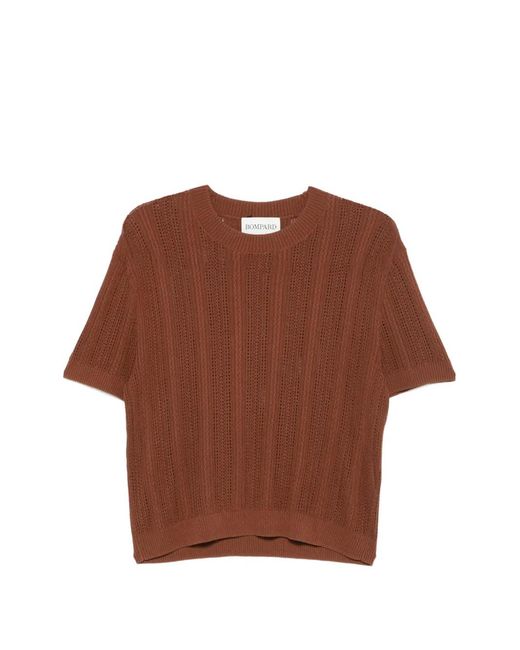 Bompard Brown Round-Neck Knitted T-Shirt