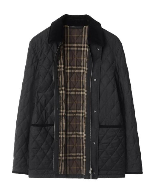 Burberry Black Wool Quilted Barn Jacket for men