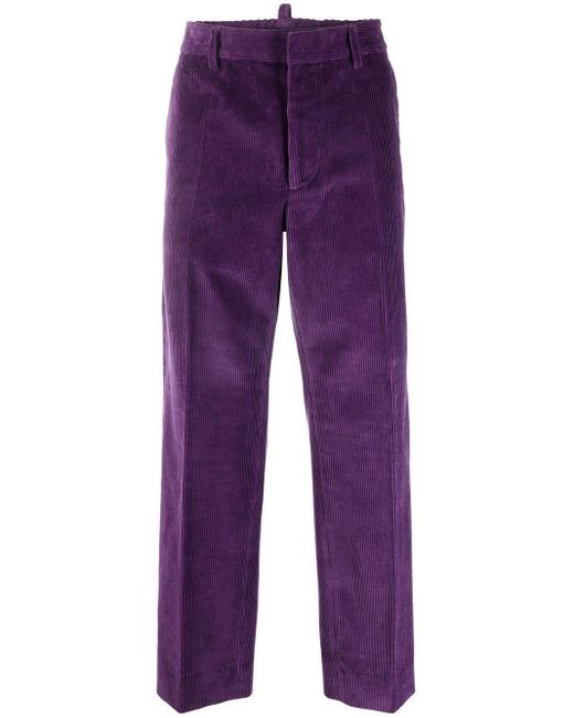 Corduroy straight-leg trousers di DSquared² in Purple da Uomo