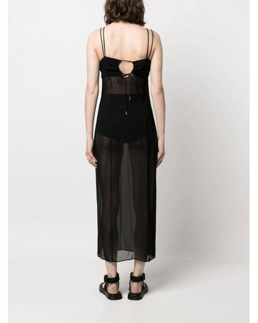 Patrizia Pepe Black Abito Sottoveste Midi Dress