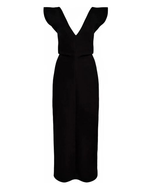 Proenza Schouler Black Mariam Midikleid mit V-Ausschnitt
