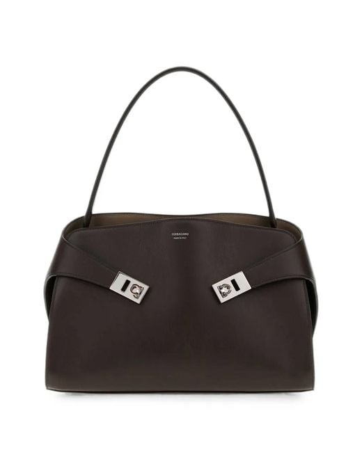 Ferragamo Black Hug Leather Shoulder Bag