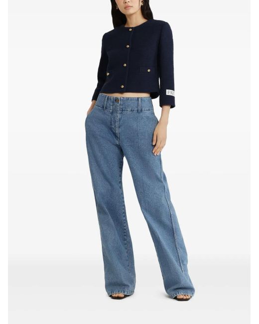 Patou Blue Collarless Blazer