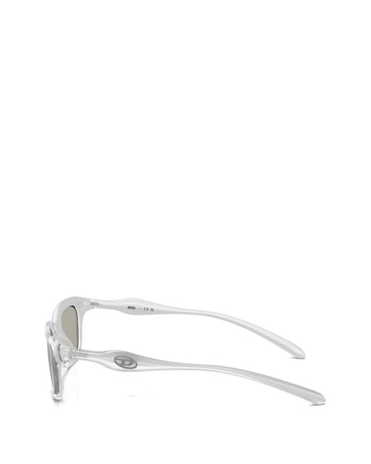DIESEL White Rectangle-Frame Sunglasses