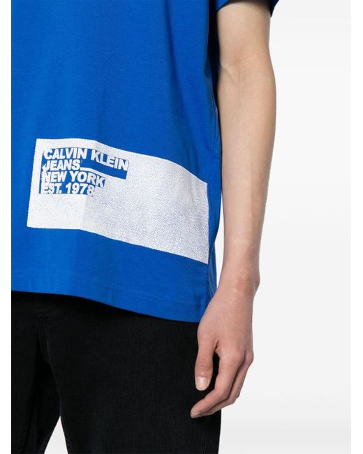 T-shirt à logo imprimé Calvin Klein pour homme en coloris Blue