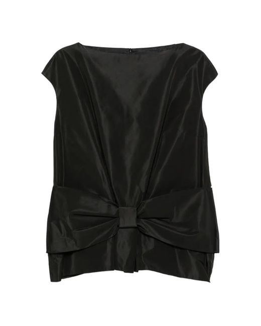 Simone Rocha Black Bow-Detail Peplum Top