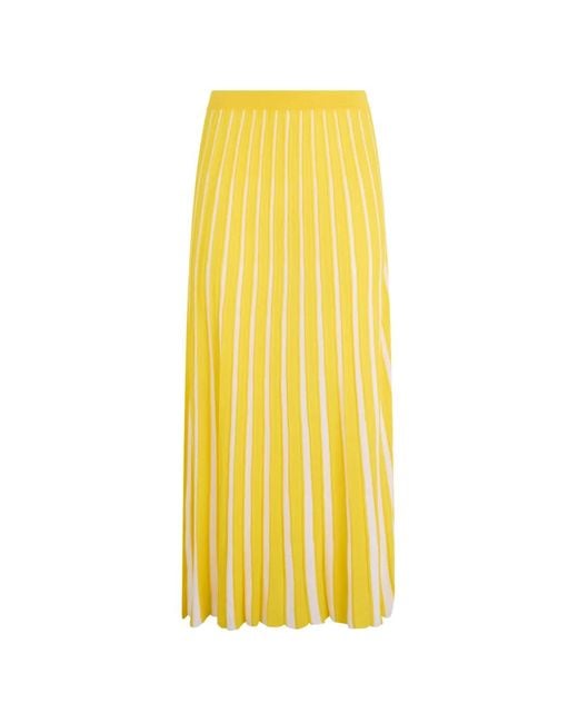 RED Valentino Yellow Pleated Midi Skirt