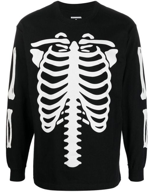 Neighborhood Black Skeleton-print Long-sleeved T-shirt