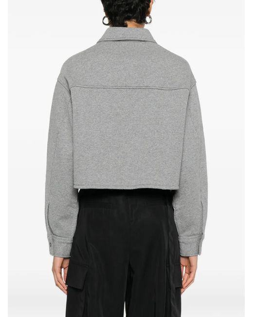 Alexander Wang Gray Buttoned Cropped Top