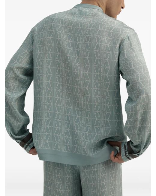 Camicia A Maniche Lunghe Con Stampa Leone di Domaine Des Artistes in Green da Uomo