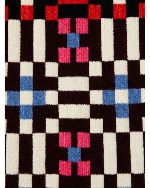 LaDoubleJ Red Byte Geometric-Pattern Knit Skirt