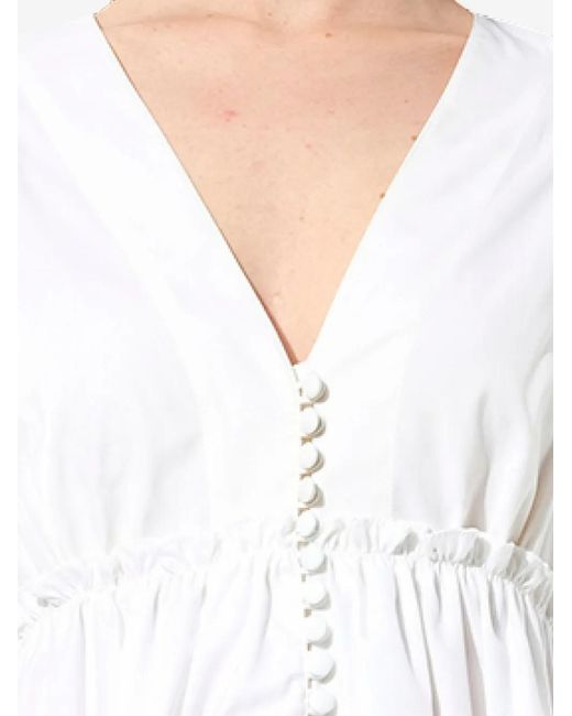 Balenciaga White Ruffled V-Neck Top