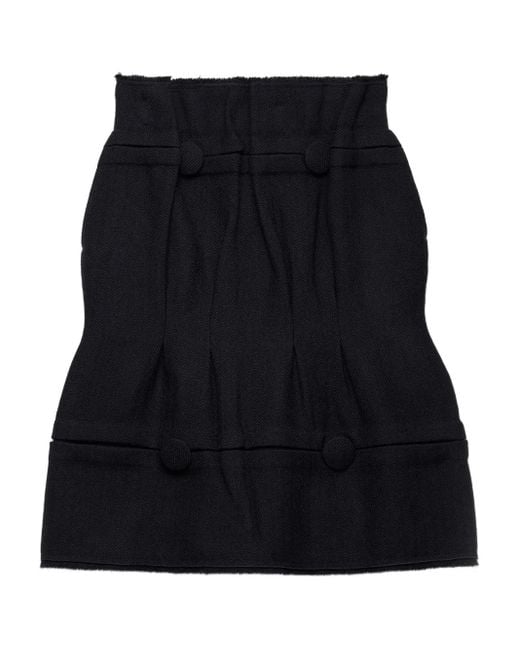 Prada Black Chevron-Pattern Wool Skirt