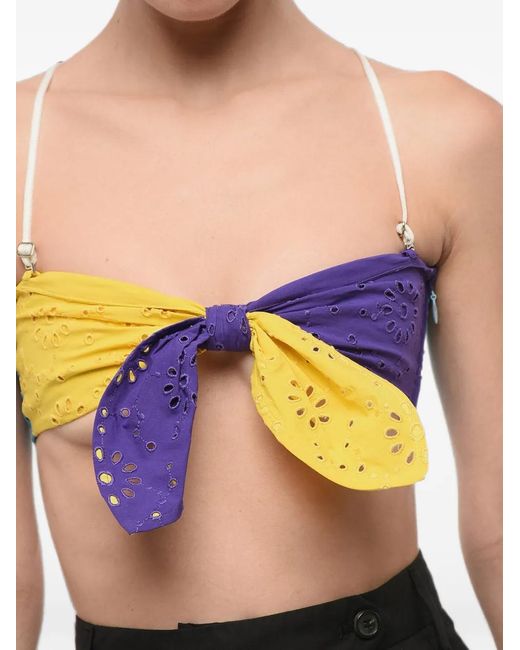 DSquared² Black Sangallo Color-Block Bra Top