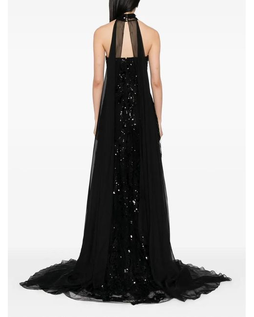 Saiid Kobeisy Black Embroidered Strapless Gown