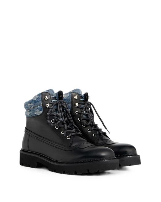 DSquared² Black D2 Monogram Ankle Boots for men