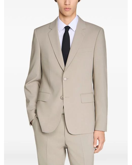Blazer De Lana Con Botones Sandro de hombre de color Natural